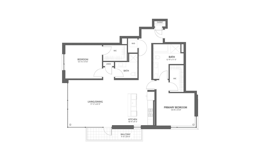 2BR F - 2 bedroom floorplan layout with 2 baths and 2319 square feet.