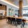 a dining room with a wood floor