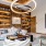 a room with a couch and bookshelves