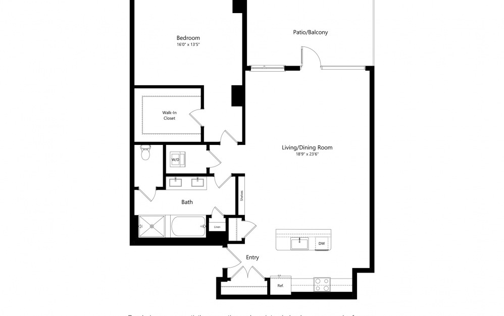 1BR G - 1 bedroom floorplan layout with 1 bath and 1402 square feet.