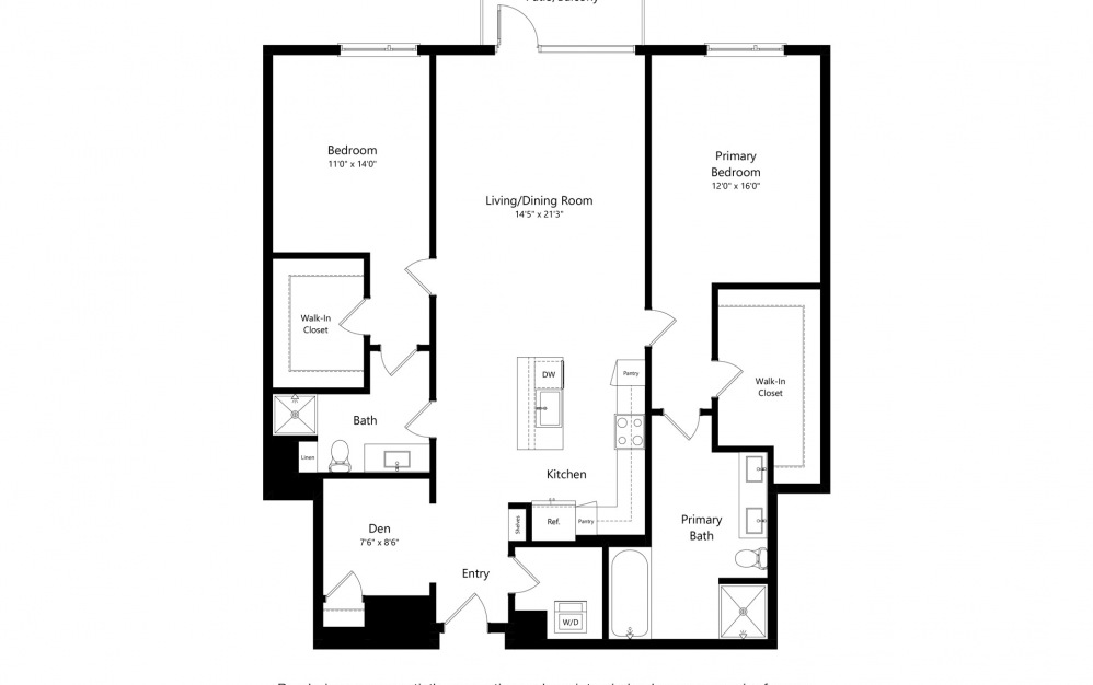 2BR HH - 2 bedroom floorplan layout with 2 baths and 2340 square feet.