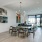 a dining room with a wood floor