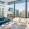 a living room with a large window