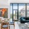 a living room with a large window